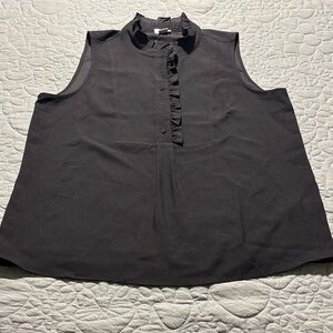 J. Crew Black Sleeveless Blouse with Button Accents